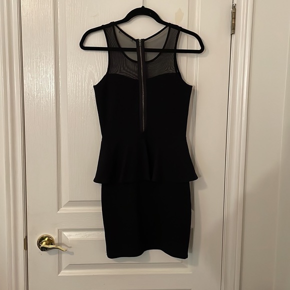 Small Garage Black Mini Dress with Mesh Neckline - Picture 3 of 8